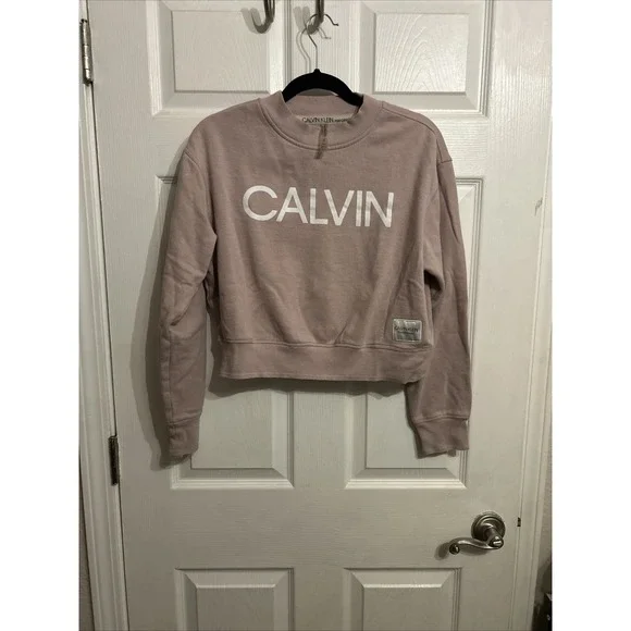 Calvin Klein Performance M Crew Neck Sweatshirt Pullover Cozy Rose Pink Logo - Picture 1 of 10